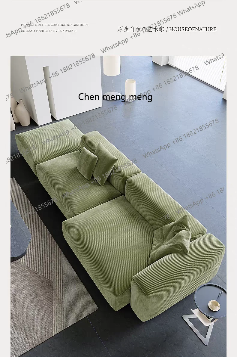 Removable and washable corduroy tofu sofa free combination sofa module straight combination - view 5