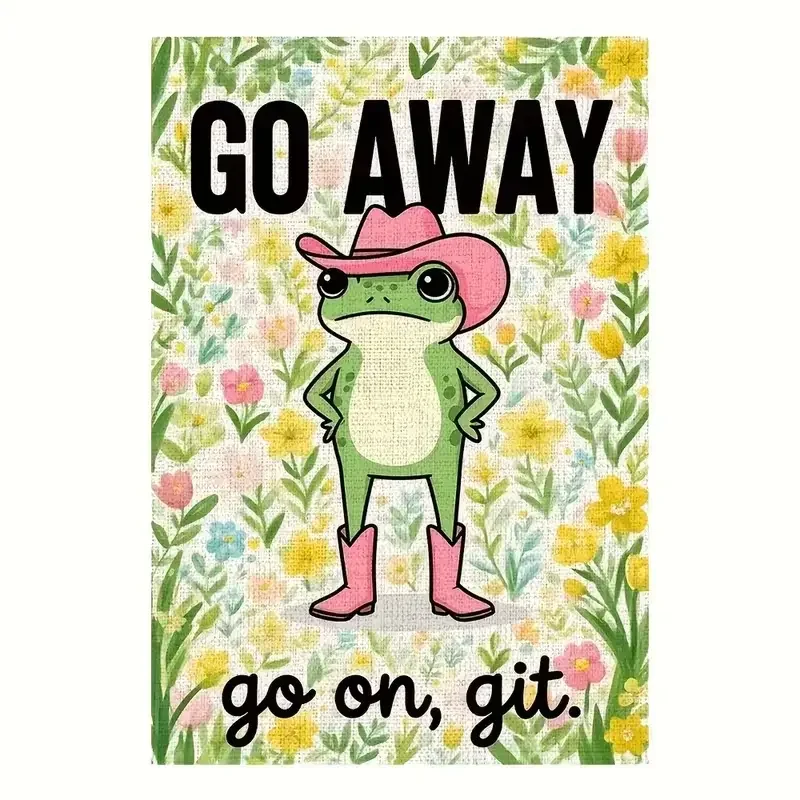 Funny Cowboy Frog Garden Flag, Pink Western Hat & Boots Design, Wildflower Floral Border, Rude Welcome Country Farm Outdoor Lawn Decoration (Home & Festive Supplies)