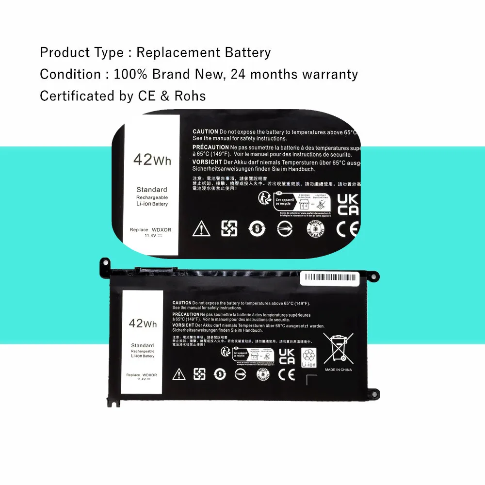 WDX0R Laptop Battery For Dell Inspiron 13 5368 5378 5379 7368 7378 14 7460 7472 15 5538 5565 5567 5568 5578 5584 3583 7560 7570