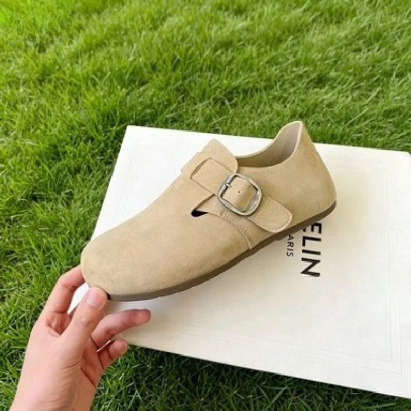

2026 spring new genuine leather simple shoes with increased height casual shoes for women retro soft-soled shoes