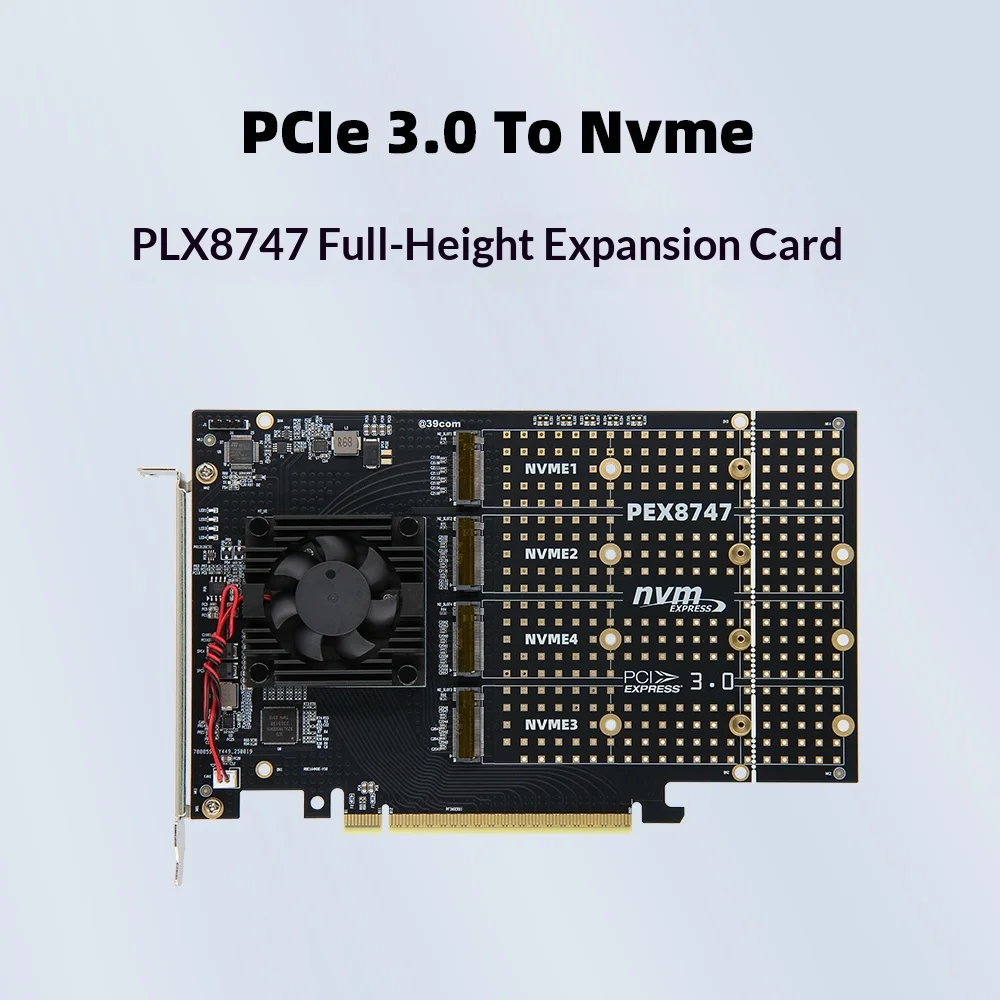 PLX8747 PCIe Expansion Card Quad-Slot M.2 Support Silent No Split Required for Flying Cow Compatible PC Accessories