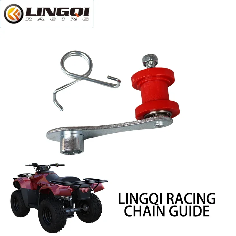 LINGQI RACING prowadnica łańcucha motocyklowego rolka koło pasowe napinacz zestaw rolek z metalową sprężyną do Dirt pitbike Motocross ATV