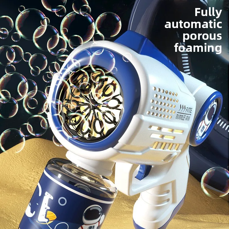 Pistola per bolle Spazio automatico per bambini Macchina per bolle Astronauta portatile Cartone animato Elettrico Gatlin che soffia giocattolo per bolle