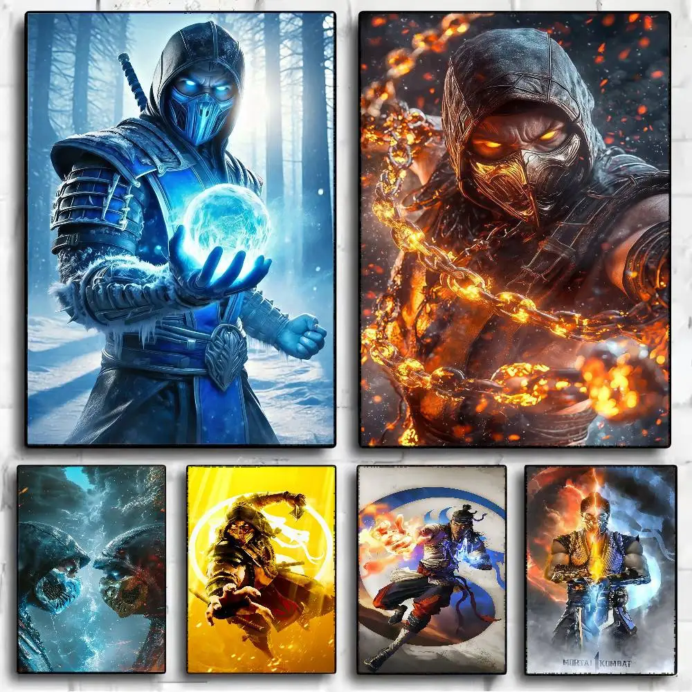 Mortal Kombat klassisches Anime-Poster, wasserfester Papieraufkleber, Kaffeehaus, Bar, Zimmer, Wanddekoration