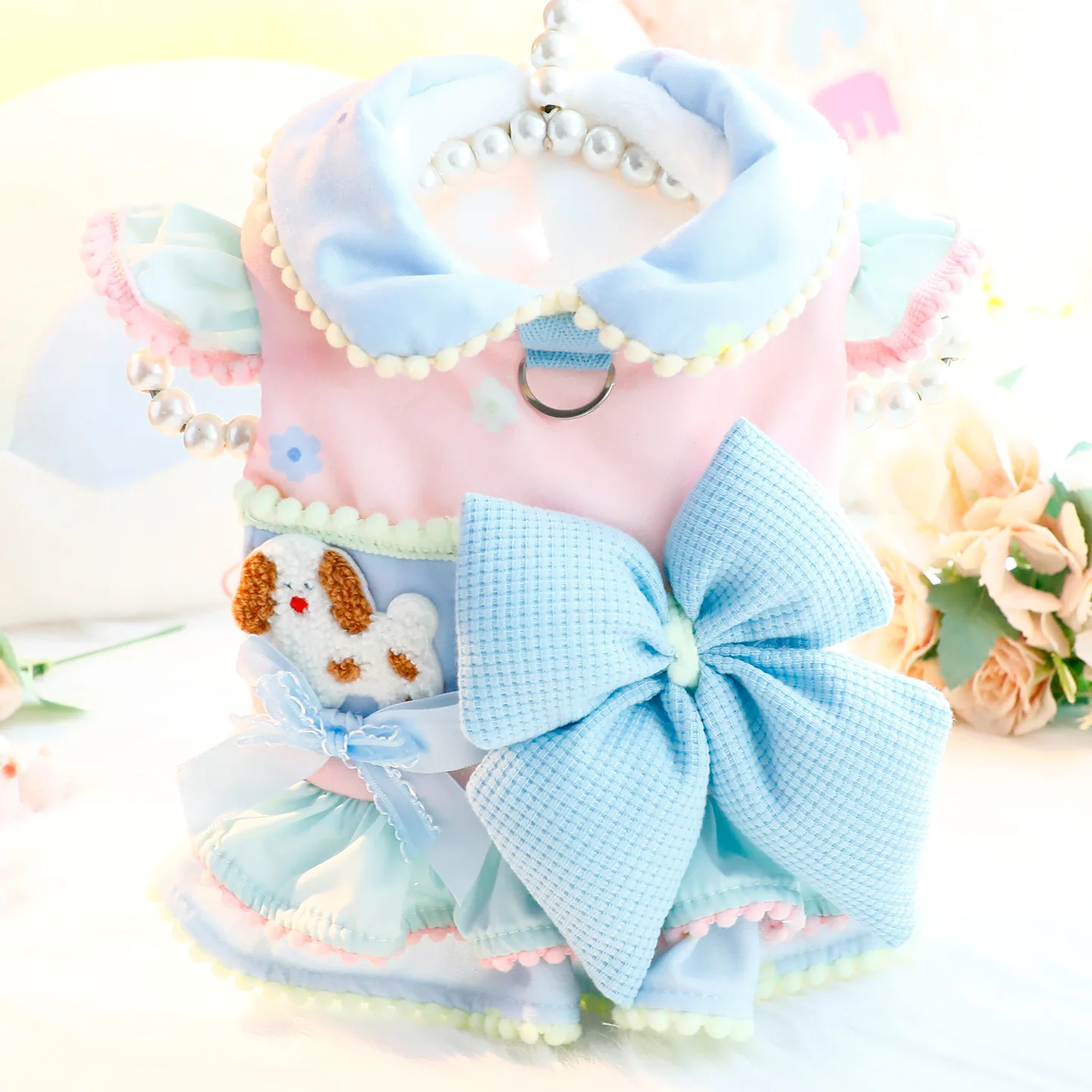 Winter Dog Princess Dress Thick Cotton Pet Clothes With Bowknot Warm Fall Winter Dog Coat Outfit For Small Dogs Teddy Chihuahua