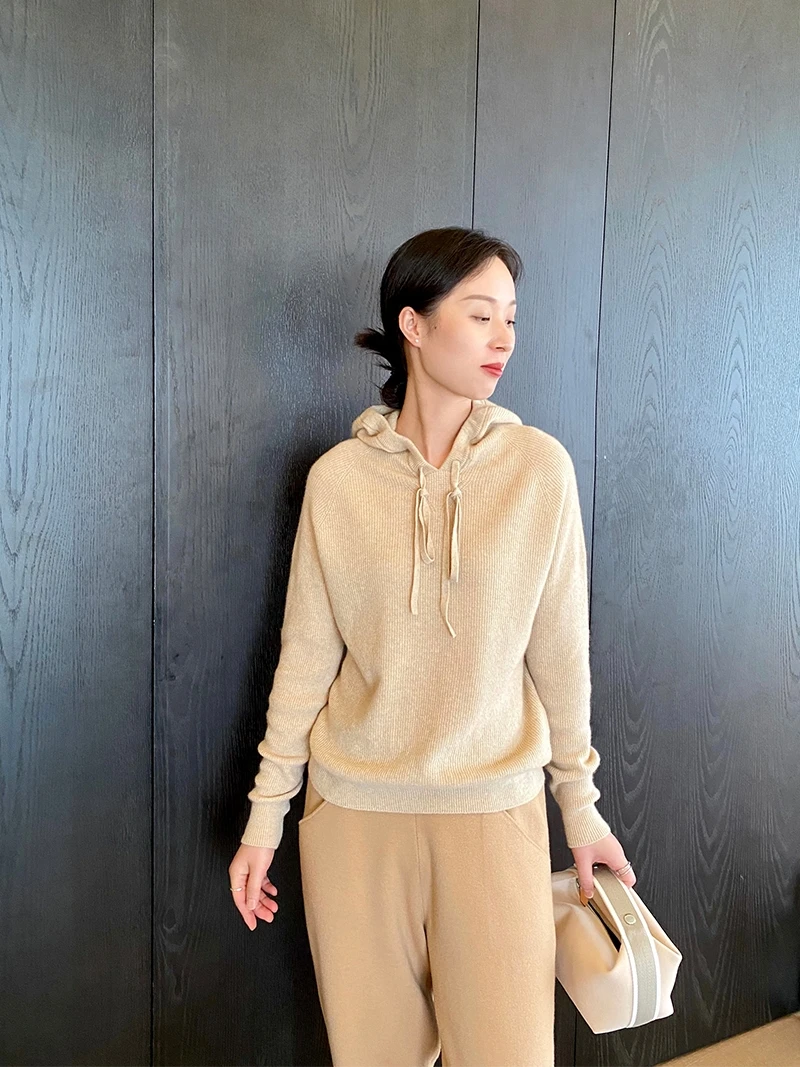 

Свитер A-Line ALILL из мягкой австралийской шерсти с капюшоном, длинными рукавами, однотонный, для повседневной носки