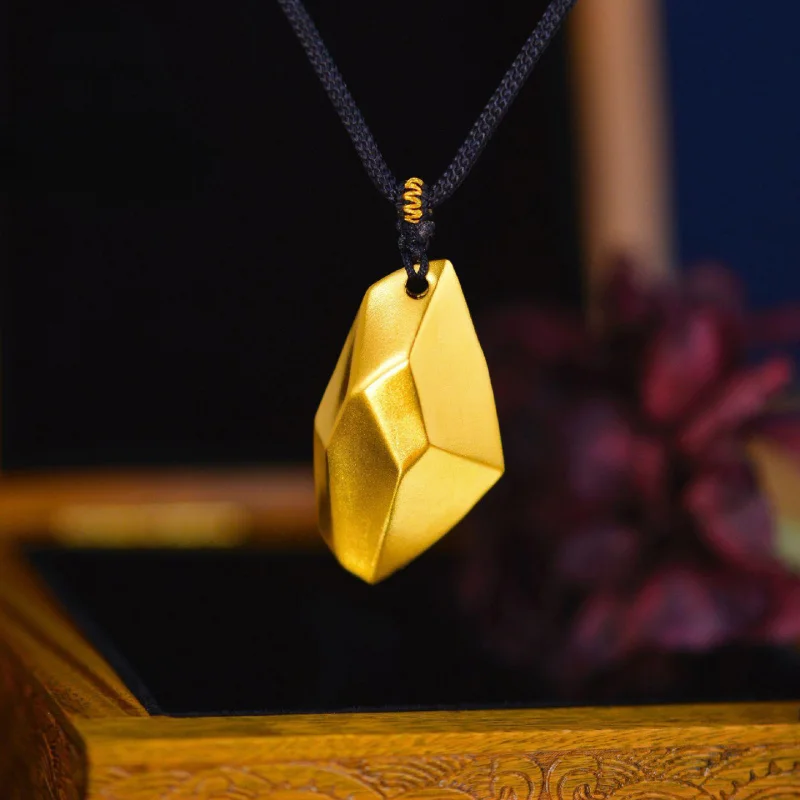

24K 999 Gold Ancient Craft Wish Stone Pendant For Men Women – Luxury High-End Unisex Fashion Design