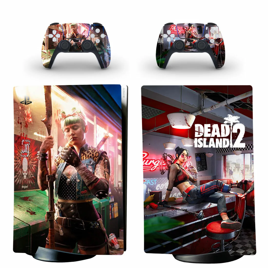 Dead Island 2 PS5 Digital Skin Sticker Decal Cover for Console and 2 Controllers Vinyl Skins