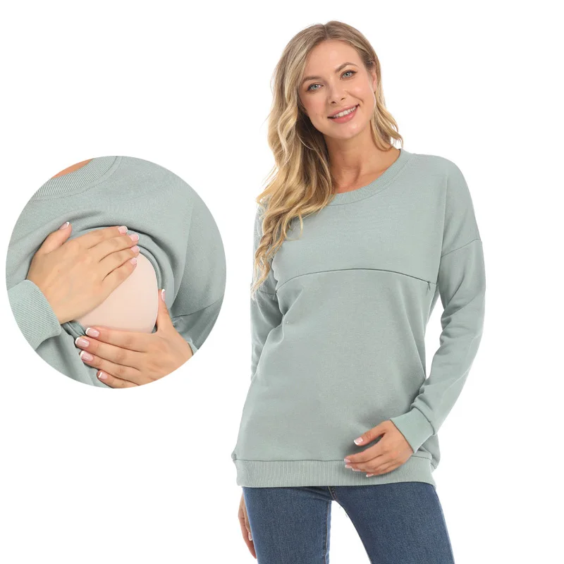 Autumn Winter Maternity Sweater Tops Long Sleeve Hoodies Breastfeeding Tops For Pregnant Women Maternity T-Shirt