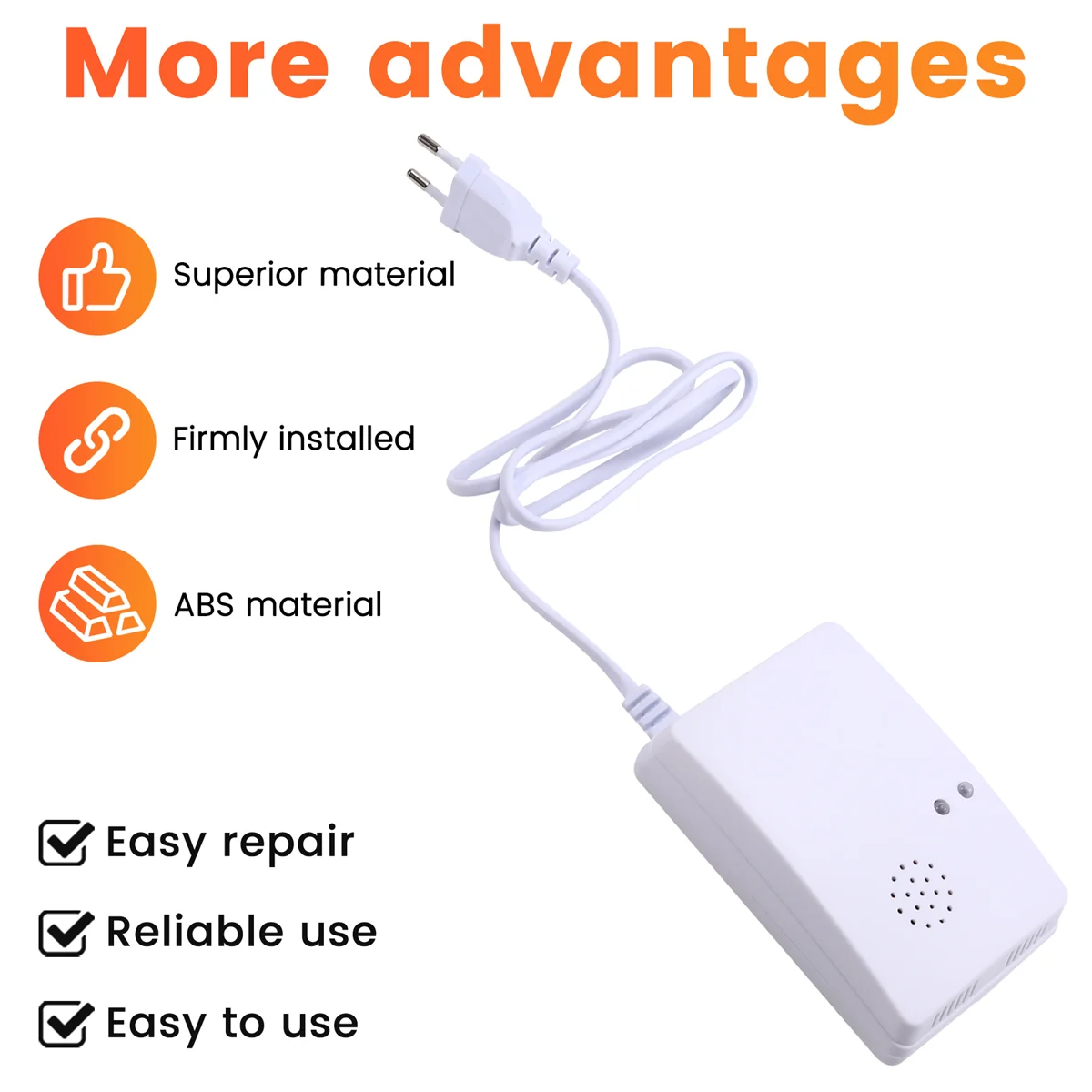 Gas Leak Detector Combustible Propane Butane Methane Leak Warning Combustible Gas Alarm Sensor for Home Security EU Plug