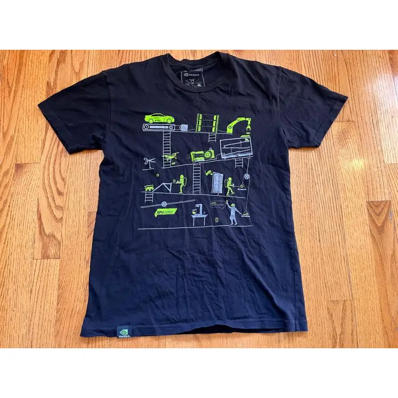 تي شيرت بشعار Nvidia أسود صغير S Sm Gpu لعبة فيديو Developers Conference Ai #1