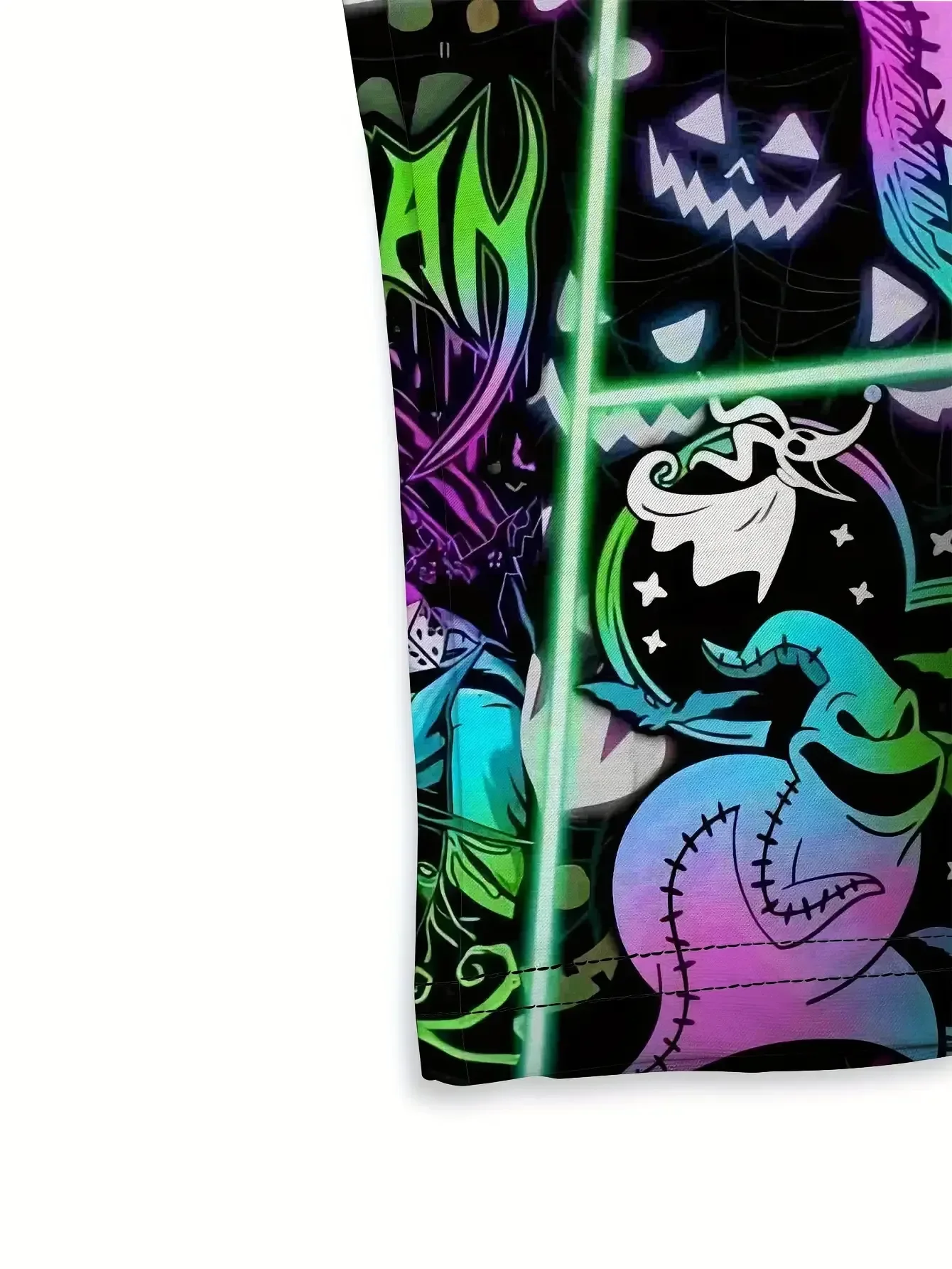 Herren Oogie Boogie Neonfarben-Gittermuster-Kapuzenpullover mit Kordelzug und Tasche – Detail 5