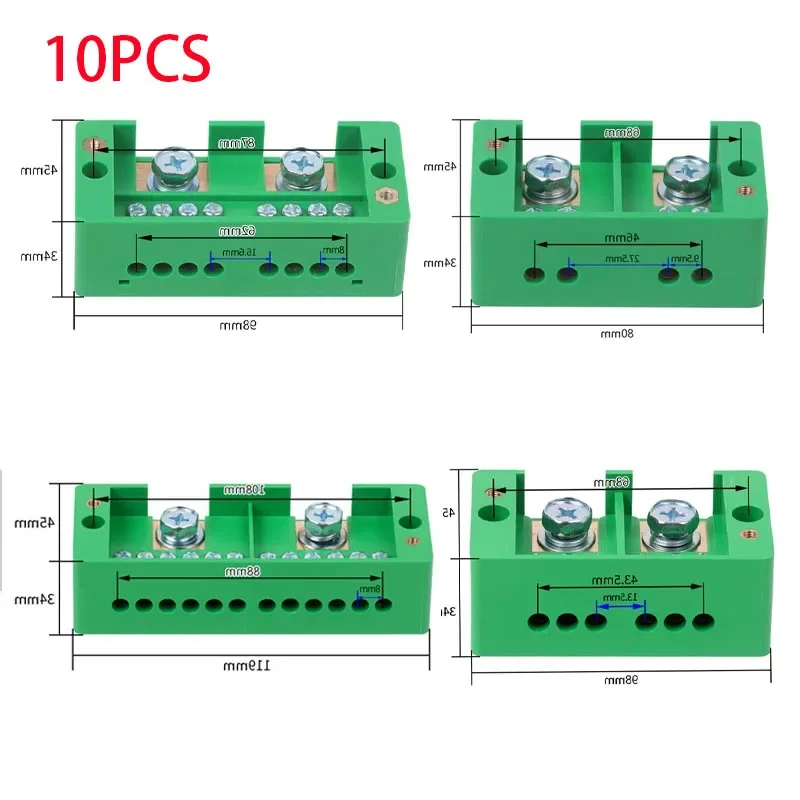 

10PCS Single phase 2-in 4 / 6 / 8 / 12 outgoing terminal box household distribution box junction box terminal block 220 V