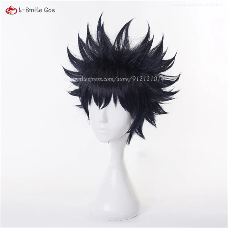 Anime Toji Fushigflats Cosplay Perruque pour Homme, Bleu, Noir, Moelleux, Degré de Chaleur, Cheveux Synthétiques Megumi, Perruques d'Halloween