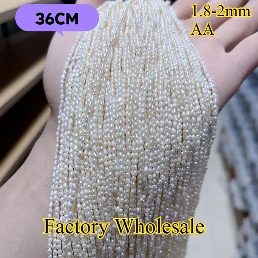 1.8-2mmAA New Exquisite Small Rice Factory Wholesale Natural Freshwater Pearl Spacer Bead for Jewelry Make DIY Necklace Bracelet
