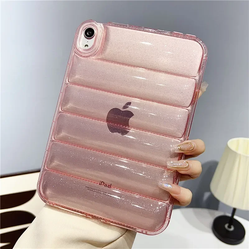 Glitter Down Jacket Transparent Tablet Case for Ipad 10th 9 8 7 Pro 11 Air 4 5 Mini 6 5 4 Soft Clear Shockproof Protect Cover