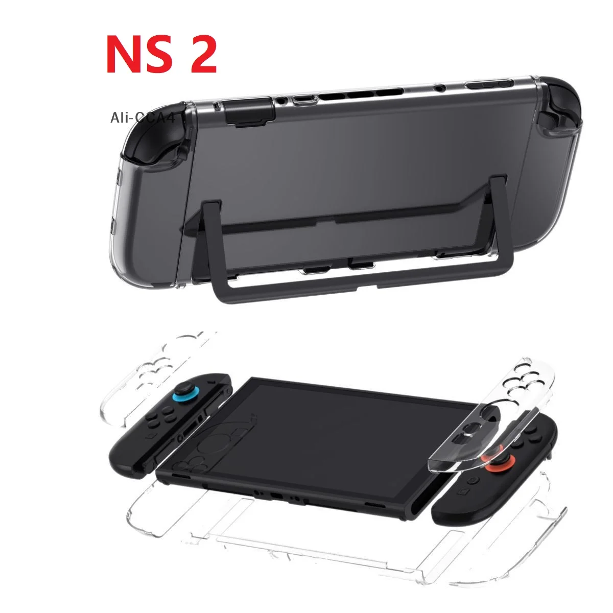 1Pc Game Accessories Transparent PC Hard Case Protective Shell Cover For NS Switch 2 Game Console Joy-con Back Full Protector
