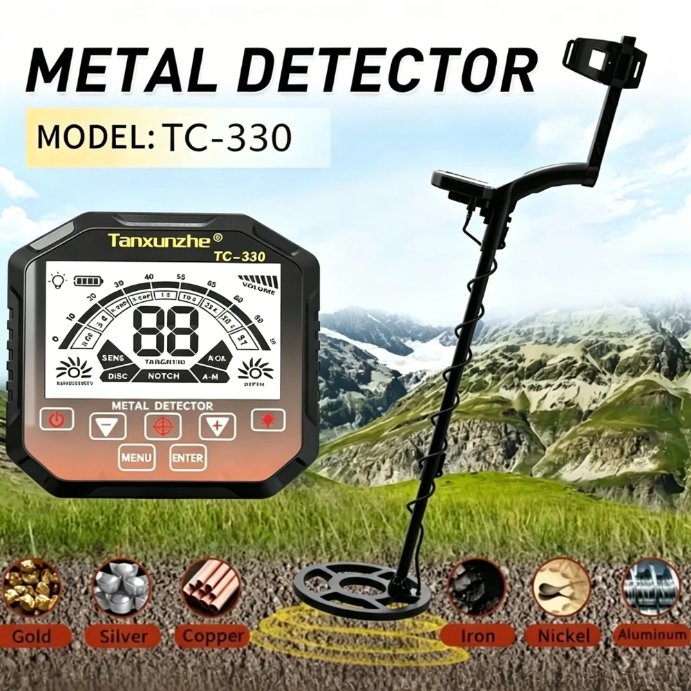 TC-330 High Sensitivity Metal Detector 10 Inch Waterproof Search Coil And LCD Display For Gold Silver Copper Treasure Finder
