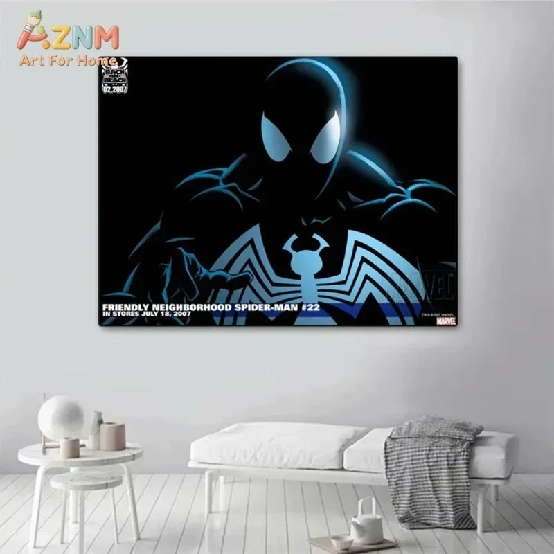 Black Symbiote Spider Man Canvas Wall Art Set 9PCS Vintage Marvel Comic Poster Spider-Man Venom Style Hulk Print Boys Bedroom view 3