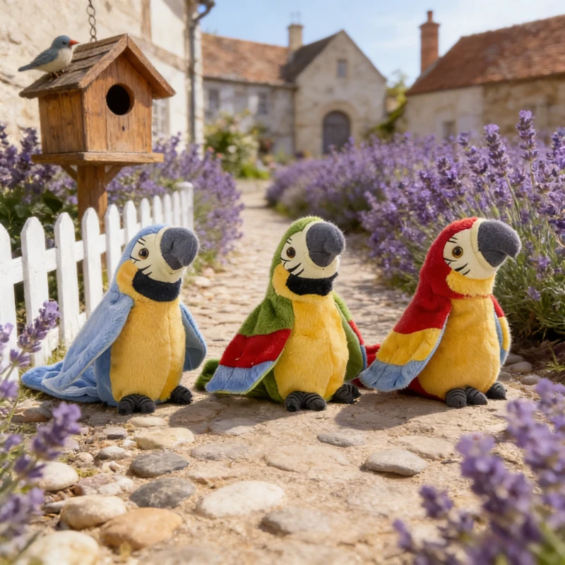 Registro electrónico, pájaro animado, loro que habla, juguetes de peluche para mascotas, guacamayo, loro, repetir lo que dice, Animal relleno, juguete de peluche