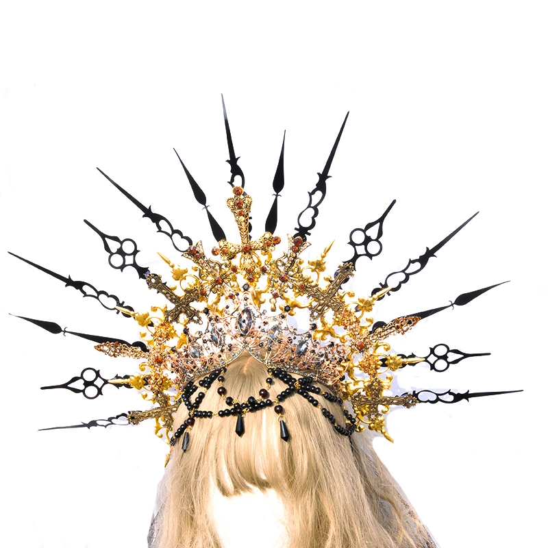 

Six-pointed star Our Lady of Halo, papal crown, gothic exaggerated catwalk, photo tiara, tiara