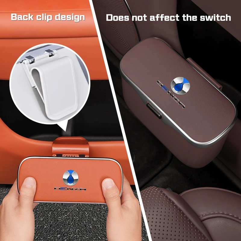 ل BYD Denza D9 N9 GT N7 X N8 2018-2026 سلة مهملات السيارة ، صندوق تخزين مسند الظهر مقاوم للماء باب السيارة معلقة سلة المهملات الملحقات