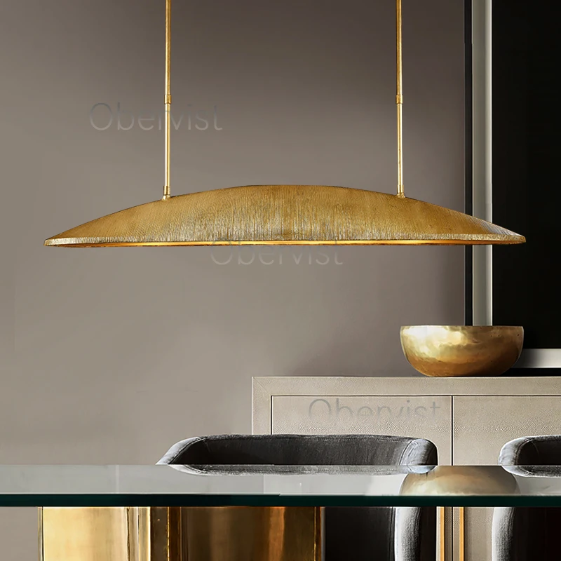 Vintage 60 Inch Large Linear Pendant Light Brass Finish for Dining Room Kitchen Island Table Restaurant Ceiling Hanging Lamp