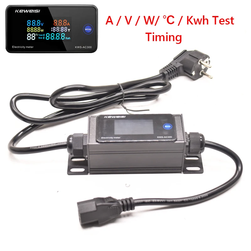 Digital Voltmeter Ammeter Kwh Power Energy Meter Tester EU/UK/US//AU/C14 Plug to C13 Female 1.5m Length Wattmeter Electric Meter