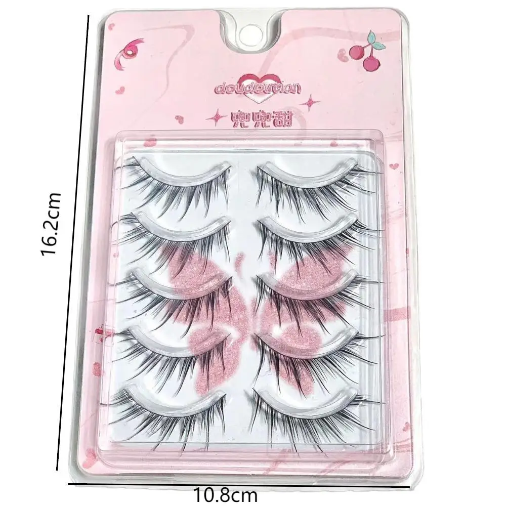 5 Pairs Fairy False Eyelashes Natural Thick Dense C Curled Fake Eyelash Fox Style Full Strip Lashes Slender Cool Girl Eye Makeup