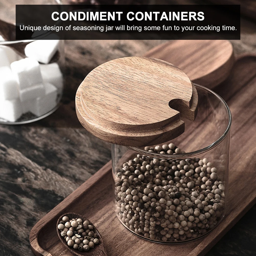 

Seasoning Jar Set Glass Condiment Containers Clear Spice Storage Holder Kitchen Utensils Salt Pepper Sugar Bowl Multi