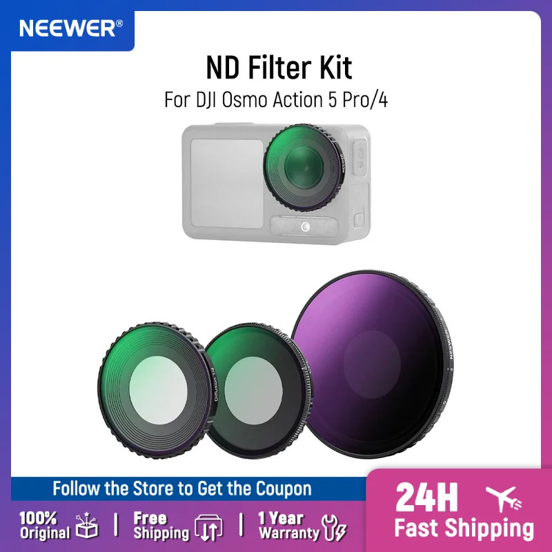 

NEEWER Variable ND Filter Lens Kit Screw On Multicoated HD Optical Glass ND8-32 for DJI Osmo Action 5 Pro/4 ﻿