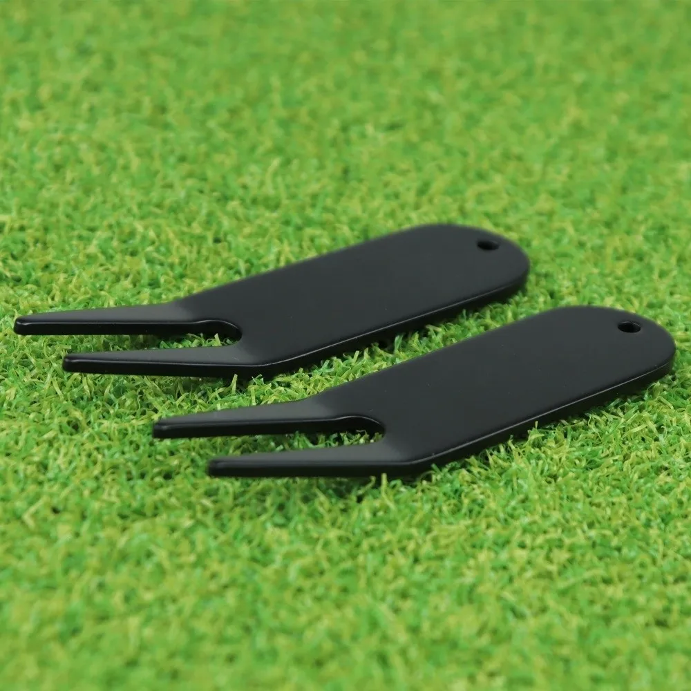 Metal Bending Golf Divot Repair Tool Aluminum alloy Slim Flat Golf Divot Tool Portable Two-Prong Green Divot Fork