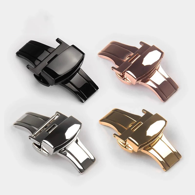 Watch Accessories Stainless Steel Butterfly Buckle Watch Belt Buckle Strap Double Press Automatic Elastic Stainless Steel Buckle