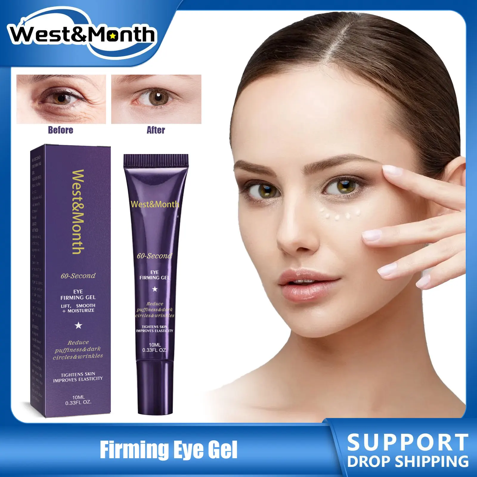 Firming Eye Gel Lighten Wrinkles Dark Circles Lifting Puffy Eyes Reduce Fine Lines Moisturizing Brightening Eye Bags Care Gel