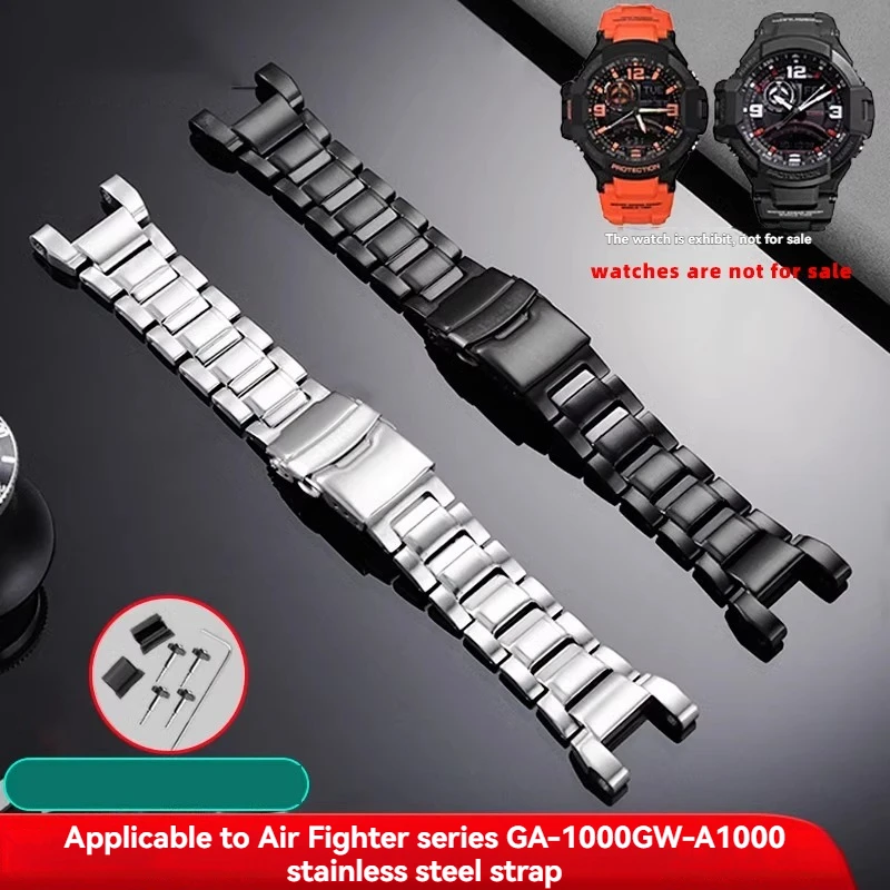 

Ремешок для часов из нержавеющей стали, аксессуары для Casio gw1100 GA1000 GW4000 G1400 GWA1000, мужской стальной ремешок с вырезом, черный ремешок для часов