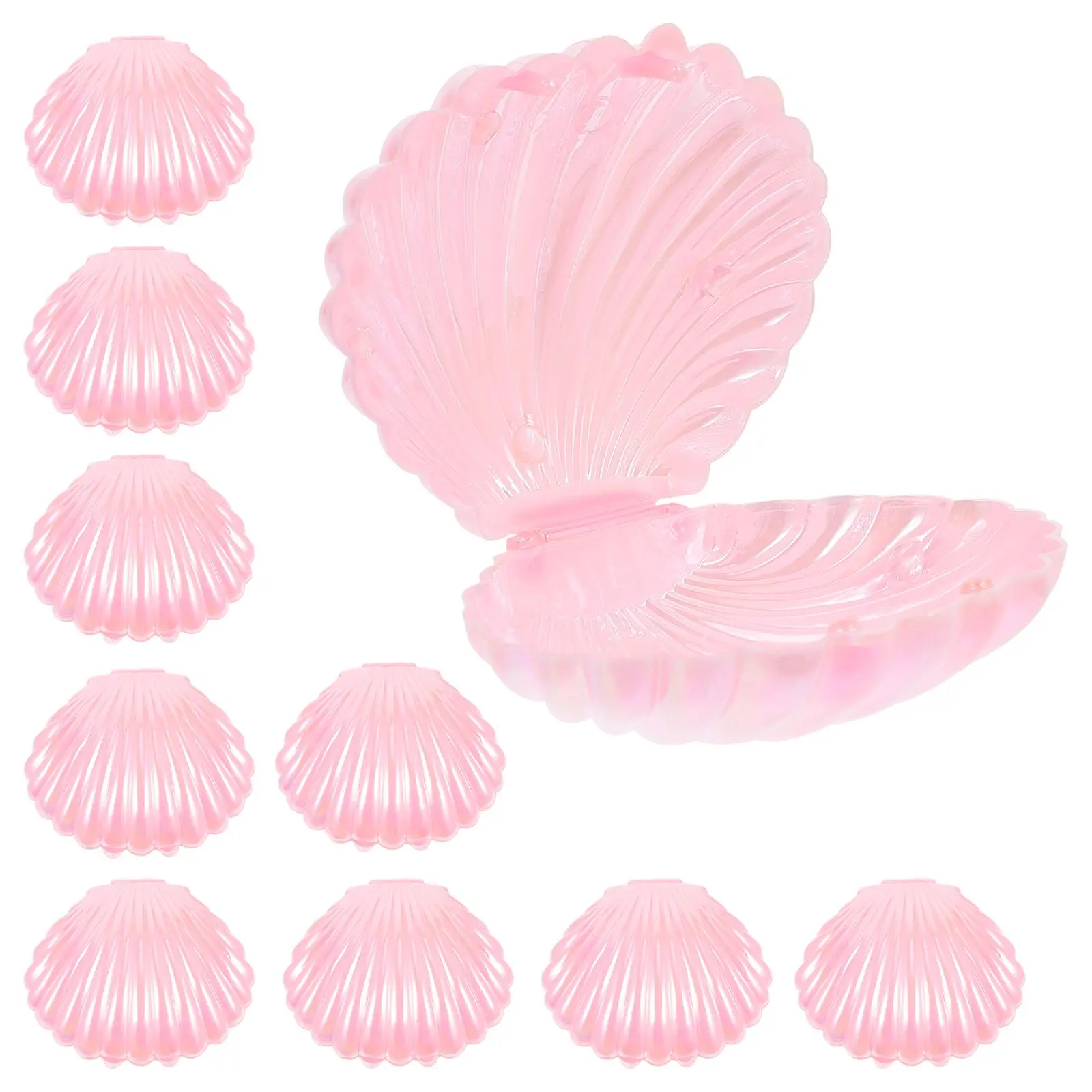 

10 Pcs Pearlescent Candy Box Jar Wedding Favors Mini Storage Beach Shell Container for Display Shells