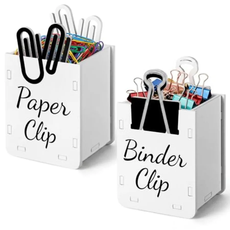 

2 Pcs Paper Clip Holder and Binder Clip Holder Set Wooden Clips Dispenser and Binder Dispenser Organizer for Desk, Cute Office