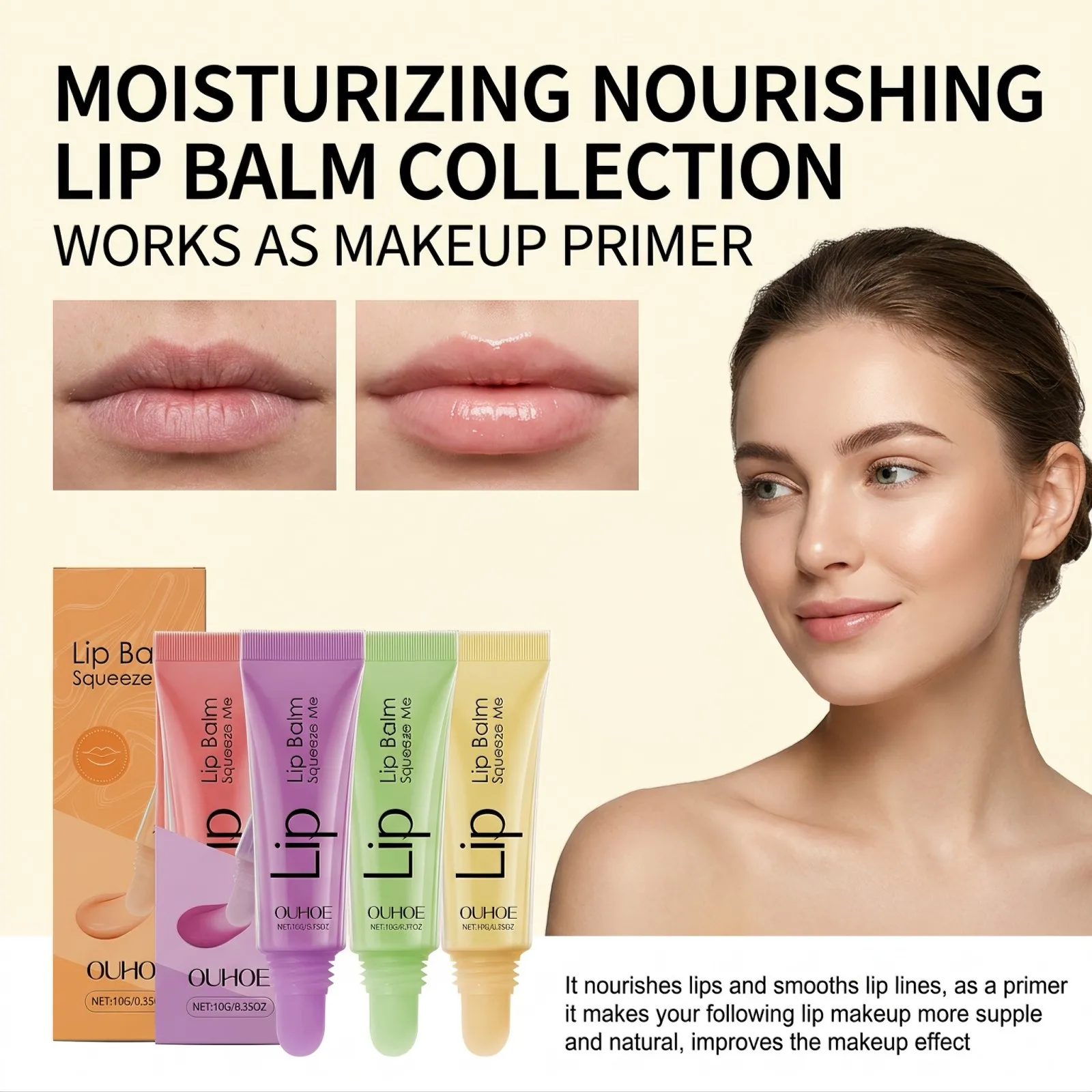 Moisturizing Lip Balm Collection Squeeze Tube Deep Hydration Prevent Chapped Lips Makeup Primer Brighten Lip Tone 5 Colors 10g