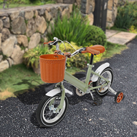 12Inch Carbon Steel Children Bicycle Equipped with Auxiliary Wheels Kids Bike Green/White