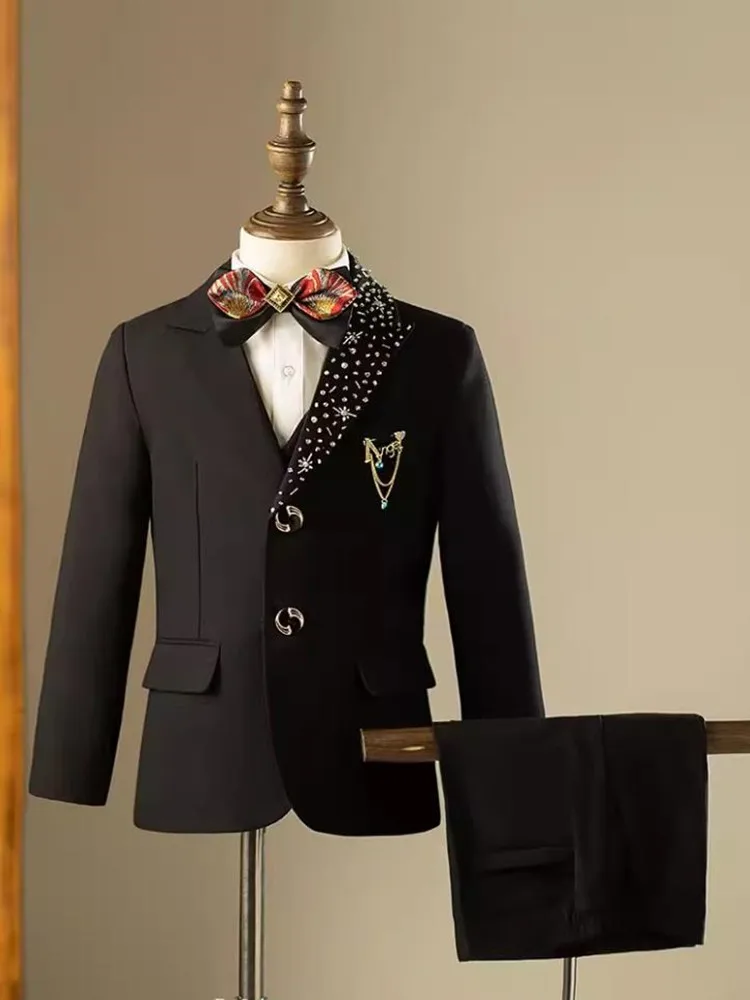 Hochwertiger Kinder-Smoking mit individuellem Logo, Slim Fit Jungen-Hochzeitsanzug Blazer A3628 Großhandel Jungenanzüge – Detail 4