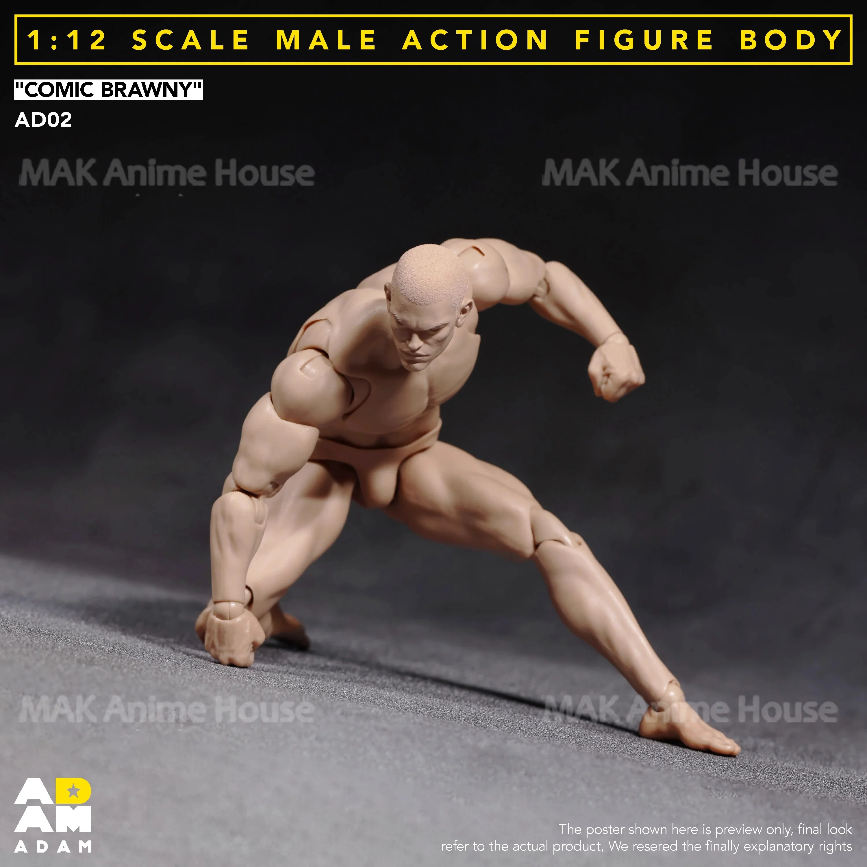 2026 Q1 ADAM AD02 1/12 Corpo Forte Comic Hero Corpo articolare con testa scolpita 6.5 ''Soldato maschio Action Figure Modello da collezione