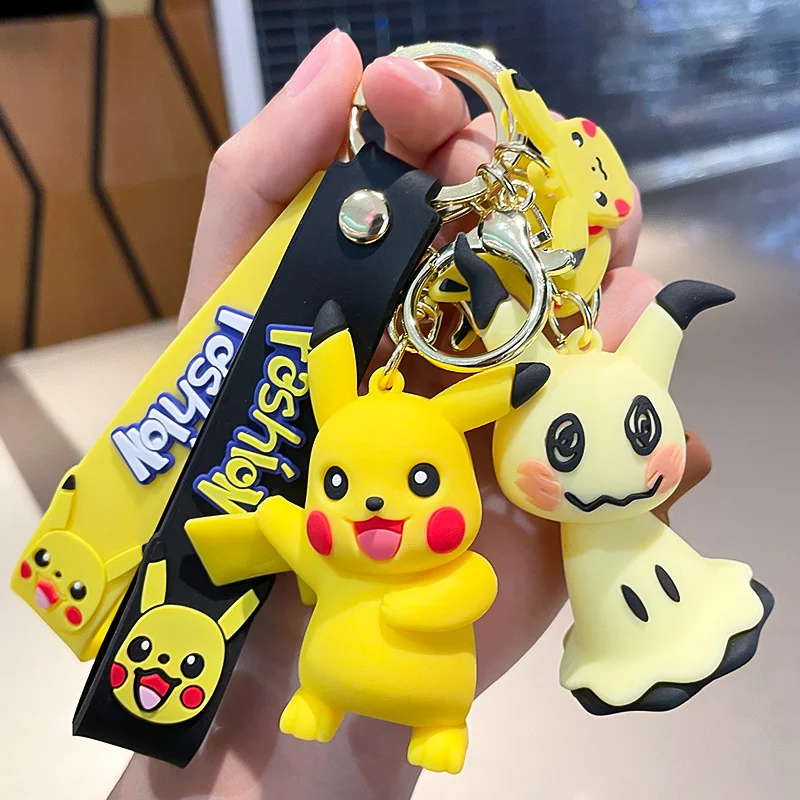 Cartoon Pokemon figure car key pendant bag pendant key chain doll machine