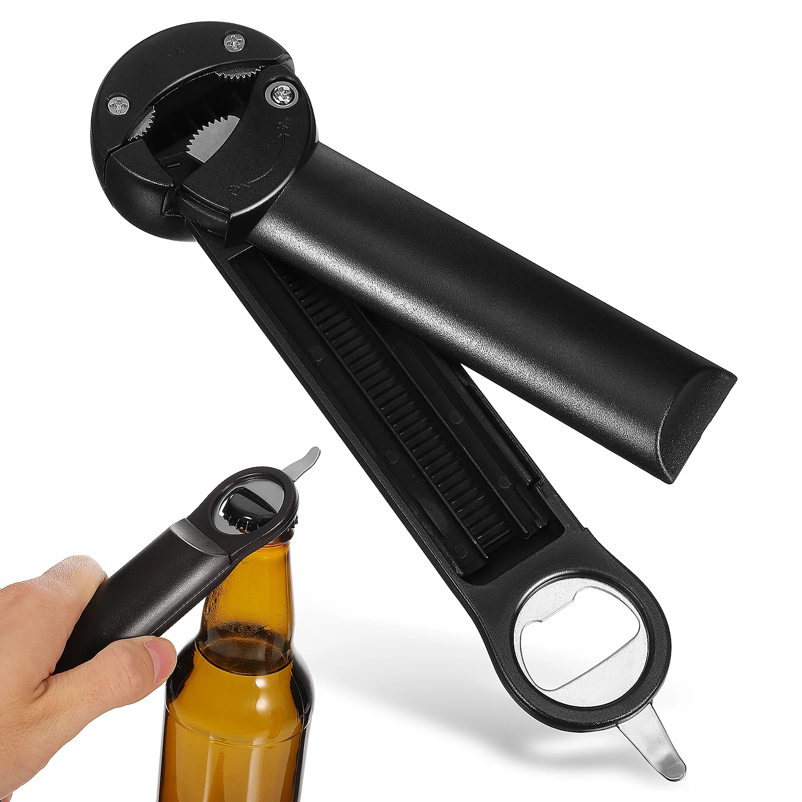 1 PCS Retractable Jar Tool Stainless Steel Lid Can Multifunctional Bottle Opener Easy Grip Kitchen Accessory Can Opener for Home