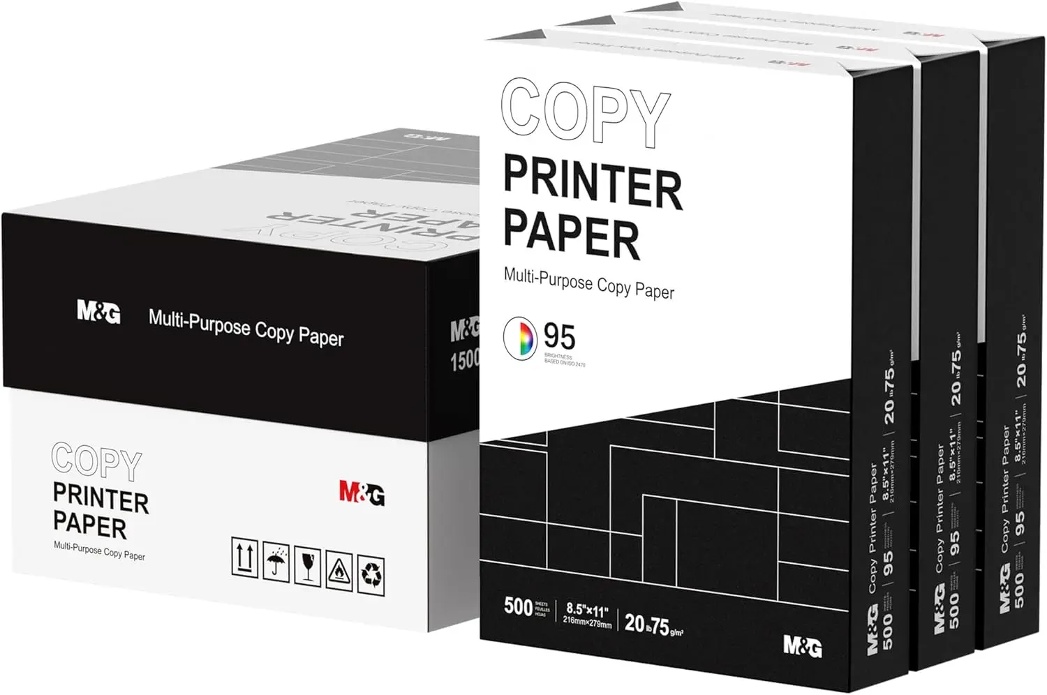 

Multipurpose Copy Printer Paper 8.5x11 20lb 3 Ream 1500 Sheets 95 Bright White for Office School Home