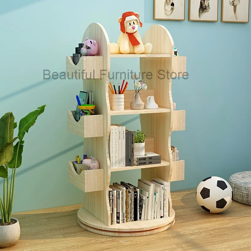 

Wooden Organizer Bookcase Vertical Nordic Children Display Low Rotating Bookcase Minimalist Unique Etagere Livre Room Furniture