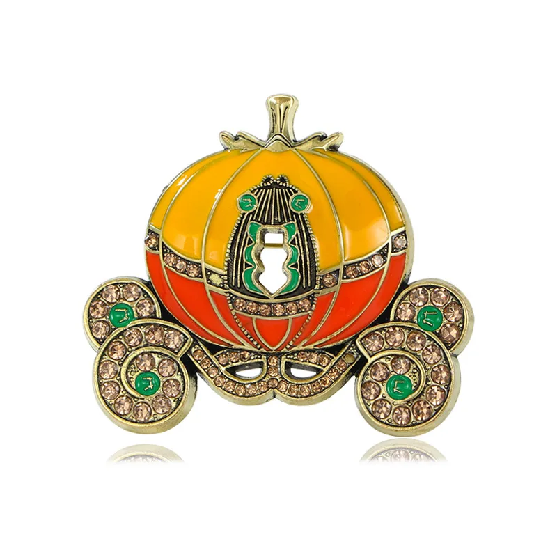 Vintage Halloween Pumpkin Cart Skeleton Bat Ghost Metal Pin Costume Backpack Accessories Decoration Jewelry