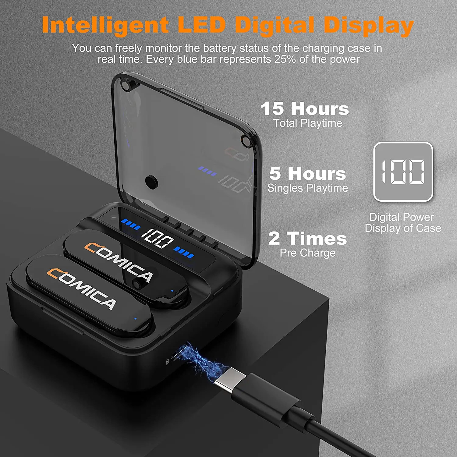 Comica Vimo S Wireless Lavalier Microphone 2.4G Compact Wireless Lapel Microphone With Charging Case for iPhone Android Phone