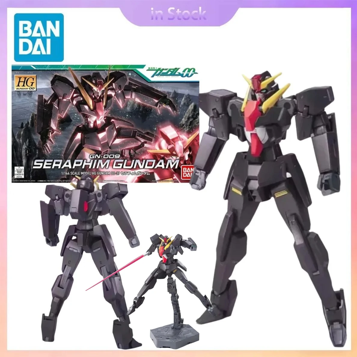 

In Stock Original Bandai Genuine HG 1/144 GN-009 Seraphim Gundam Anime Collection Action Figure Model Kits Gift for Boy girl