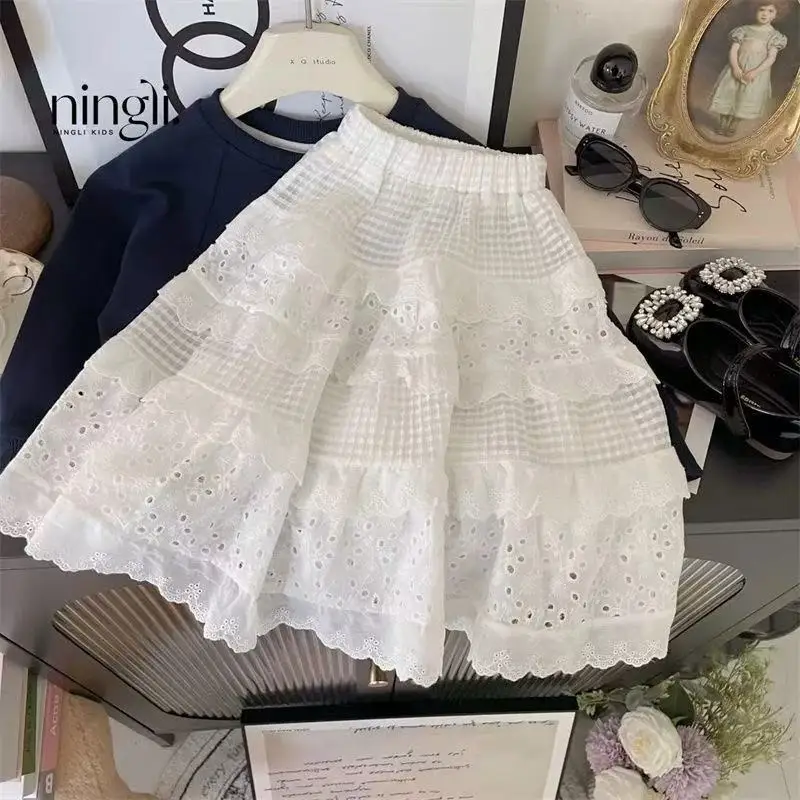 

Girls' Half Length Skirt Lace Princess Skirt Pure Cotton Children's Clothing Summer 2026 New Spring Autumn Baby Cake Long Skirt