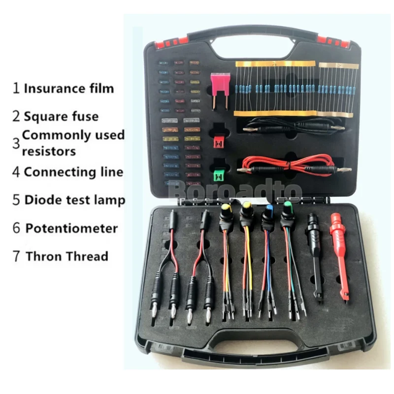 

Automobile Circuit Repair Kit Car Sensor Detector Simulator Insurance Film Diode Test Lamp Potentiometer Tool Set 1.5m Cable